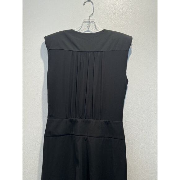 BEBE Women’s Size 10 Sleeveless Black Jumpsuit Pockets Deep V-Neck Classic Glam - Picture 4 of 8